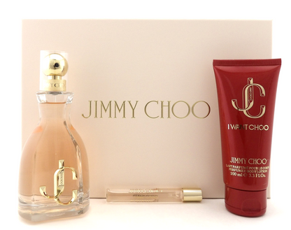 Jimmy Choo I WANT CHOO 3.3 oz & 0.25 oz EDP Spray + 3.3 oz B/Lotion. New SET