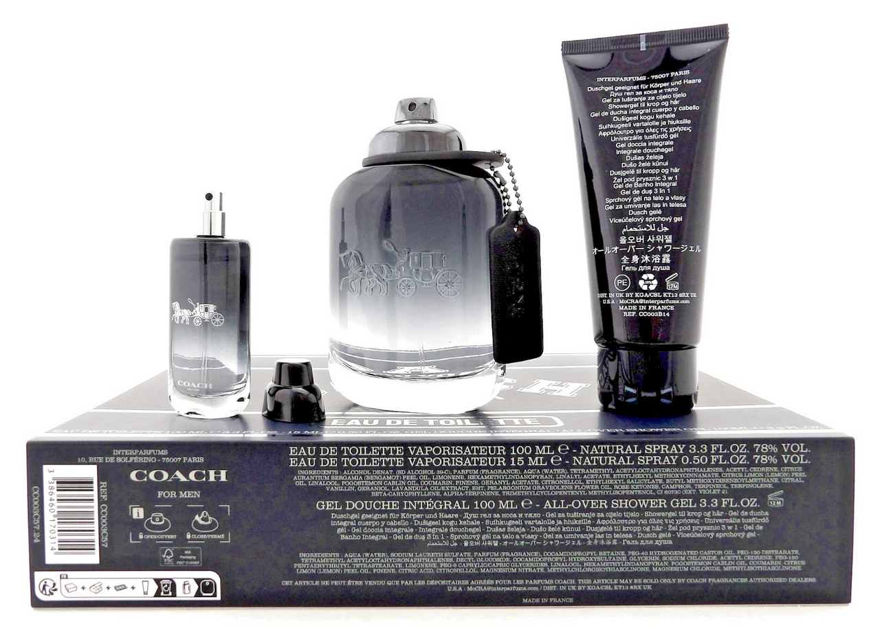 Coach New York for Men 3.3 oz.& 15 ml. EDT Spray + 3.3 oz. Shower Gel. New Set