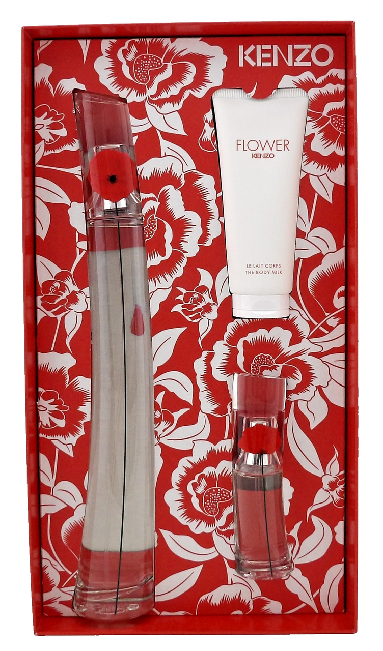 Kenzo FLOWER 3.3 oz. & 0.5 oz EDP Spray + 2.5 oz Body Milk. New Women's SET