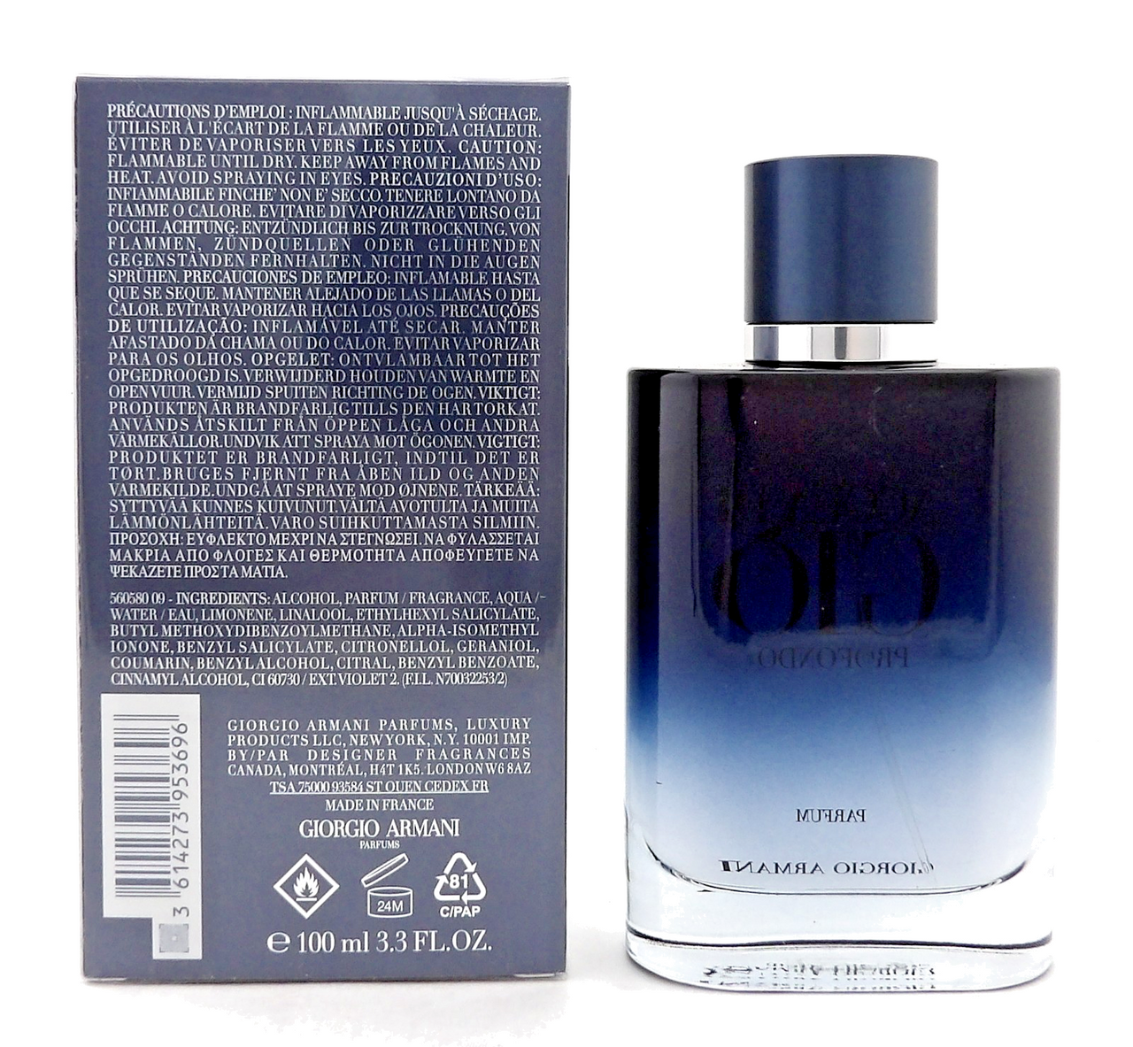 Acqua Di Gio PROFONDO by Giorgio Armani 3.3 oz. Parfum Spray for Men. New in Box