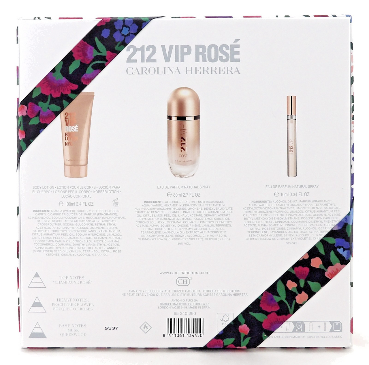 212 VIP ROSE by Carolina Herrera 2.7 & 0.34 EDP Spray + 3.4 Body Lotion. New SET