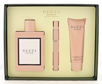 Gucci Bloom 3.3 oz EDP Spray & 10 ml EDP Spray + 1.6 oz B/Lotion New Women's Set