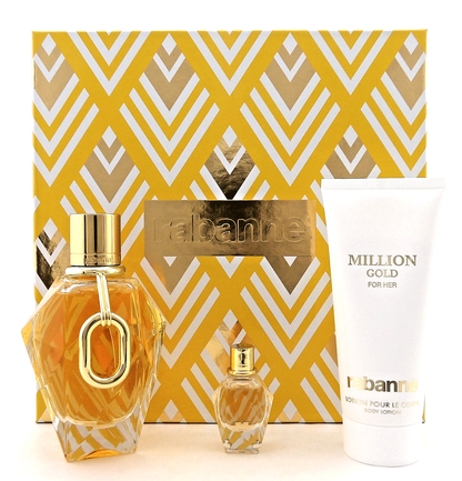 Million GOLD for Her by Rabanne 3.0 oz & 5 ml EDP + 3.4 oz Body Lotion. New SET