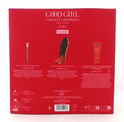 Carolina Herrera Very Good Girl ELIXIR 2.7oz & 10 ml EDP + 3.4 oz B/Lot. New SET