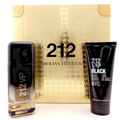 212 VIP BLACK by Carolina Herrera 3.4oz EDP Spray+3.4oz Shower Gel New Men's SET