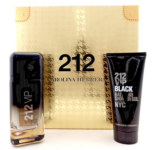 212 VIP BLACK by Carolina Herrera 3.4oz EDP Spray+3.4oz Shower Gel New Men's SET