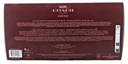 Coach WILD ROSE by Coach 3.0oz EDP Spray+ 3.3oz B/Lotion+ Pouch. New Women's SET