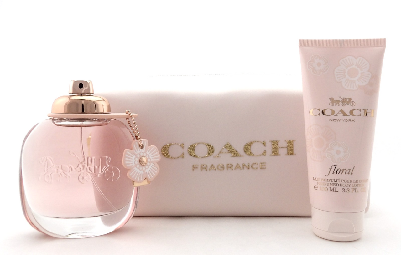 Coach Floral 3.0oz EDP Spray + 3.3oz Body Lotion + Cosmetic Bag. New Women's SET