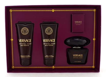 Versace CRYSTAL NOIR 4 pcs Set: 3.0oz EDP Spray & 5ml EDP + 3.4oz B/Lot & Sh/G