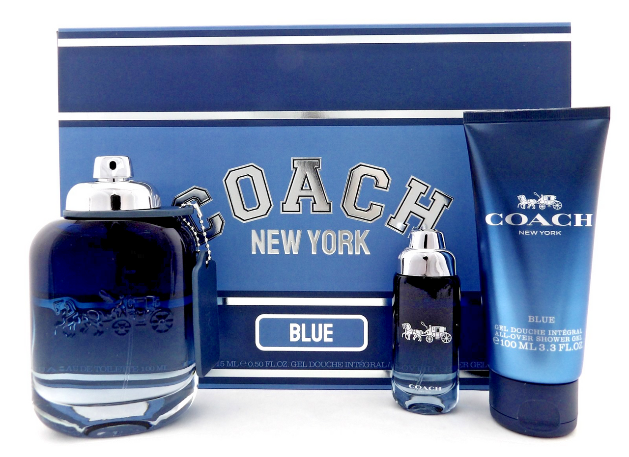 COACH BLUE 3.3oz & 0.5oz Eau de Toilette Spray + 3.3 oz Shower Gel New Men's SET