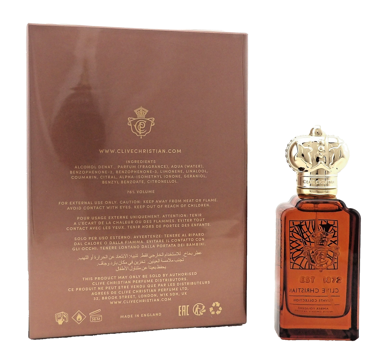 Clive Christian V Amber Fougere 1.7 oz./ 50 ml. Parfum Spray for Men. New in Box