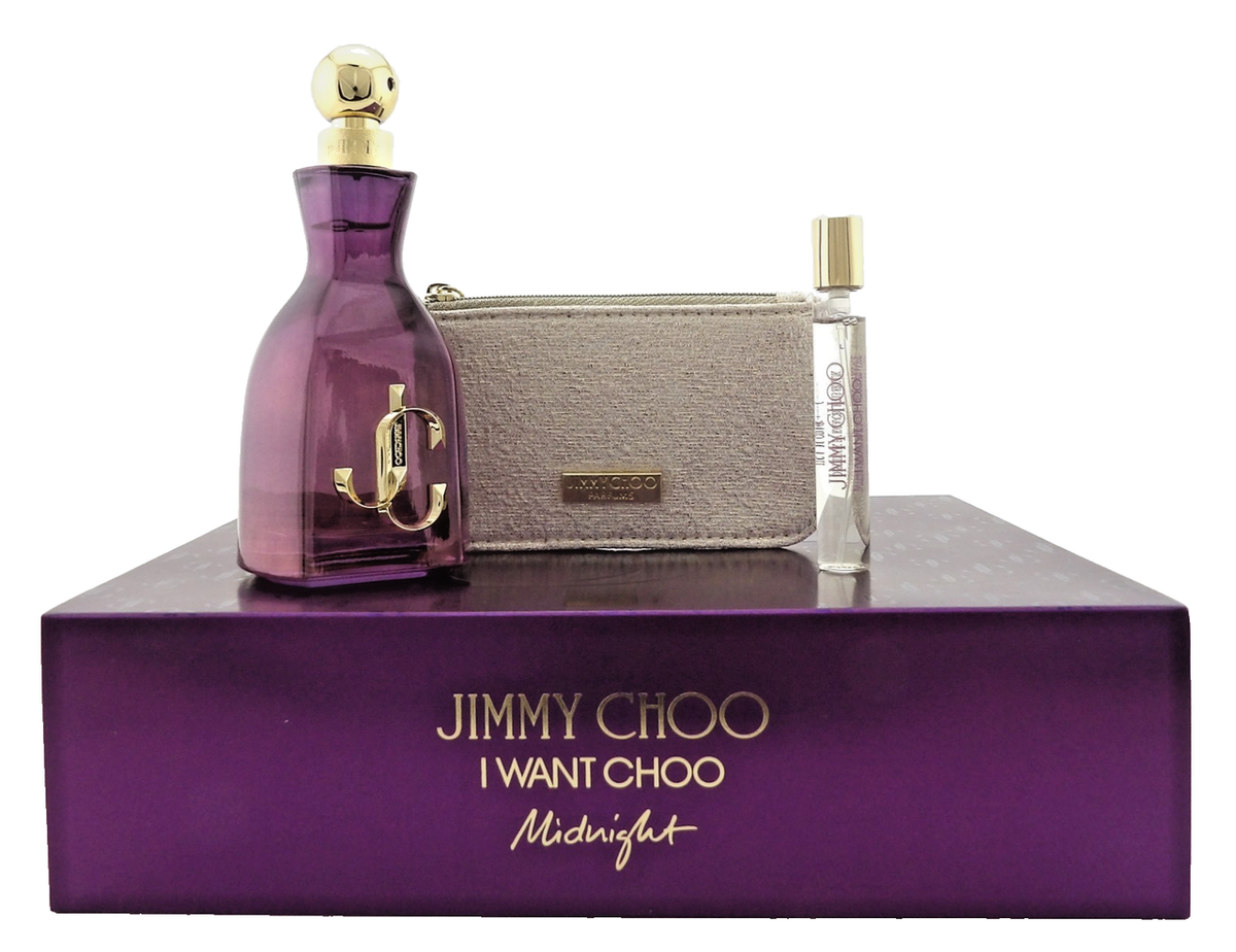 Jimmy Choo I Want Choo MIDNIGHT 3.3oz & 0.25oz EDP Spray + Pouch New Women's SET