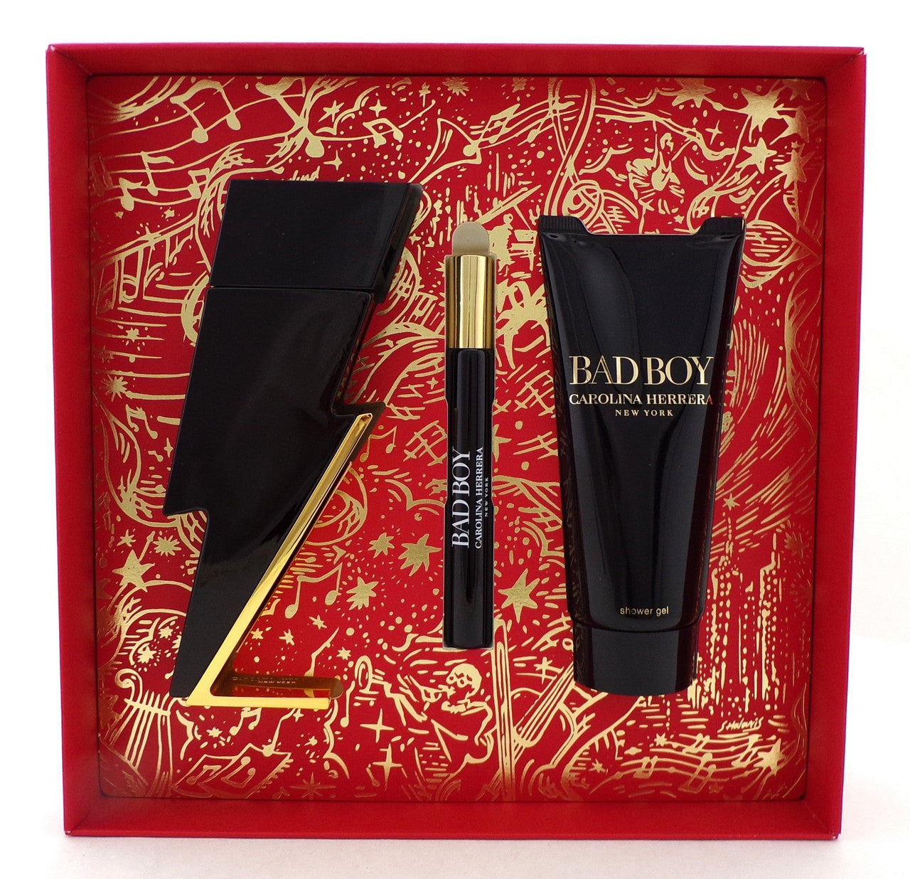 Bad Boy by Carolina Herrera 3 Pc Set for Men: 1.7oz & 0.34oz EDT Spray+S/Gel New