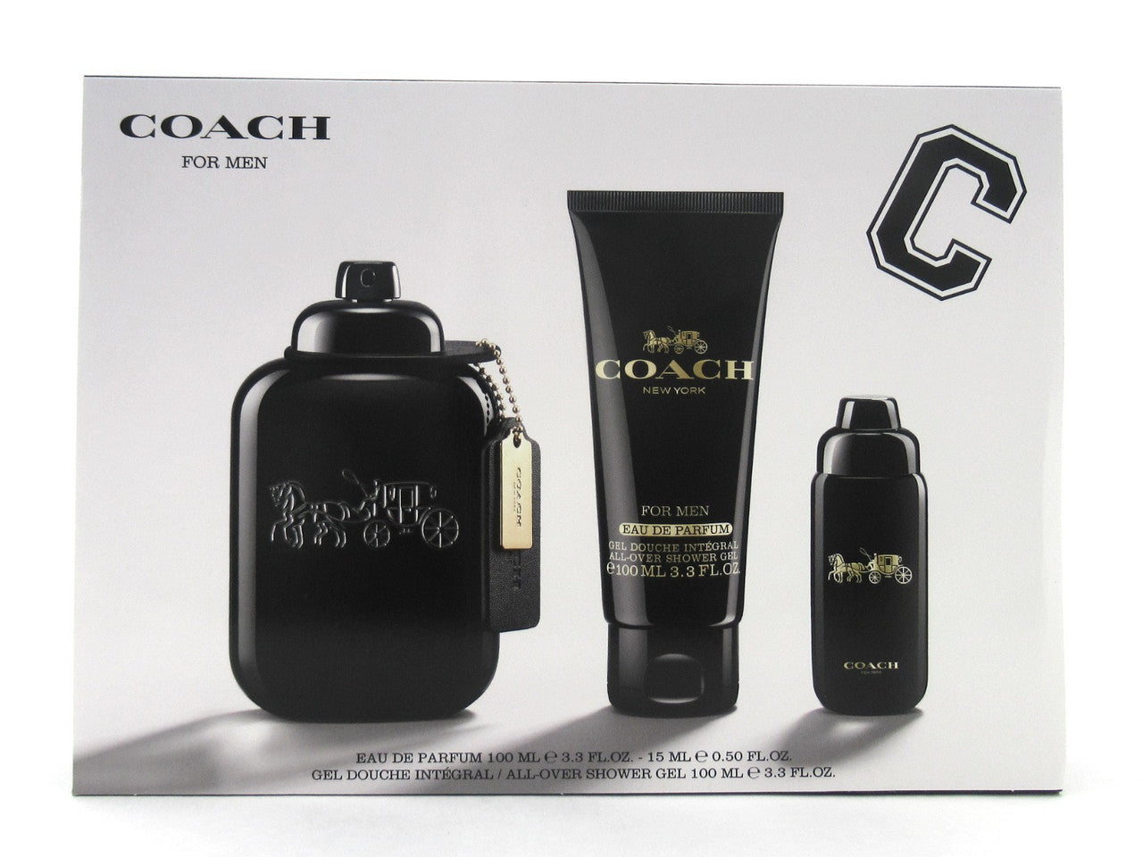Coach New York for Men 3.3 oz+15 ml. EDP Spray+3.3 oz Shower Gel New Set Dmg/Box