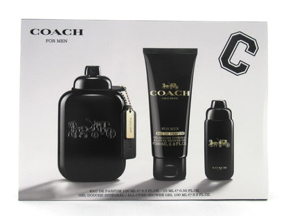 Coach New York for Men 3.3 oz+15 ml. EDP Spray+3.3 oz Shower Gel New Set Dmg/Box