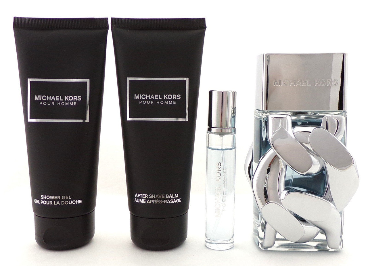 Michael Kors POUR HOMME 4 Pcs Set for Men 3.4 oz. EDP Spray+Travel+Balm+S/Gel