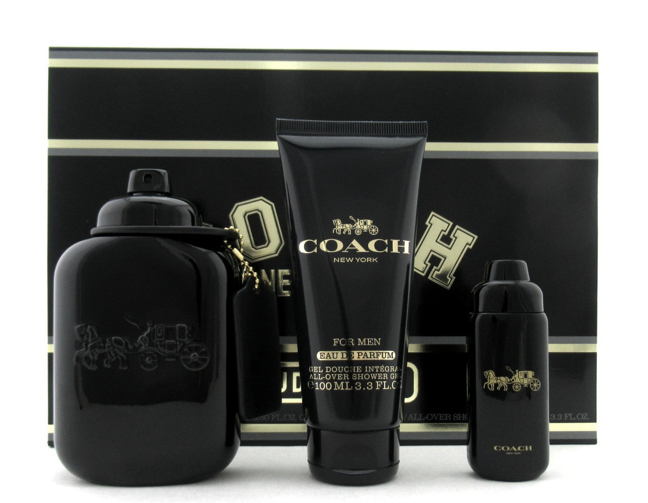 Coach New York for Men 3.3 oz+15 ml. EDP Spray+3.3 oz Shower Gel New Set Dmg/Box