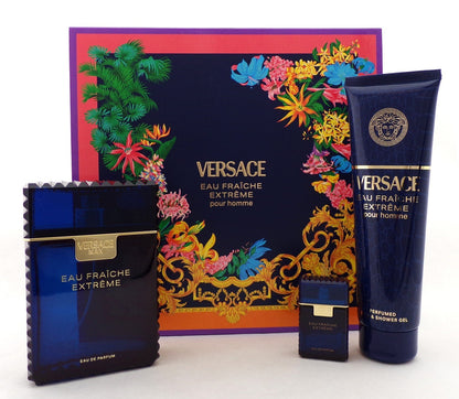 Versace EAU FRAICHE Extreme Pour Homme 3.4 oz. & 0.17 oz. EDP + 5.0 oz S/Gel SET