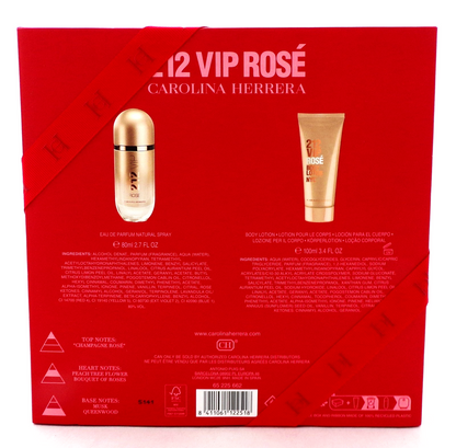 212 VIP ROSE by Carolina Herrera 2.7oz EDP Spray+3.4oz B/Lotion New Women's NEW SET