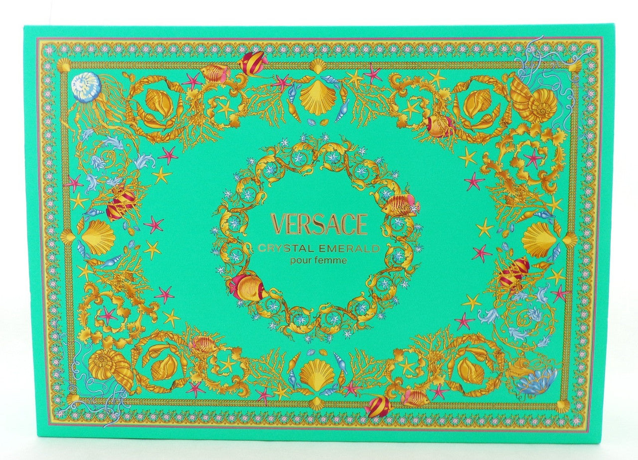 Versace CRYSTAL EMERALD 4 Pcs Set: 3.0 EDP Spray & 5 ml Mini + 3.4 S/G + 3.4 B/L