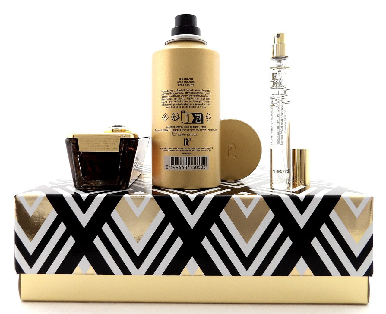 Million GOLD Elixir by Rabanne 3.4oz Parfum INTENSE+10ml EDT& 5.1oz Deo. New SET