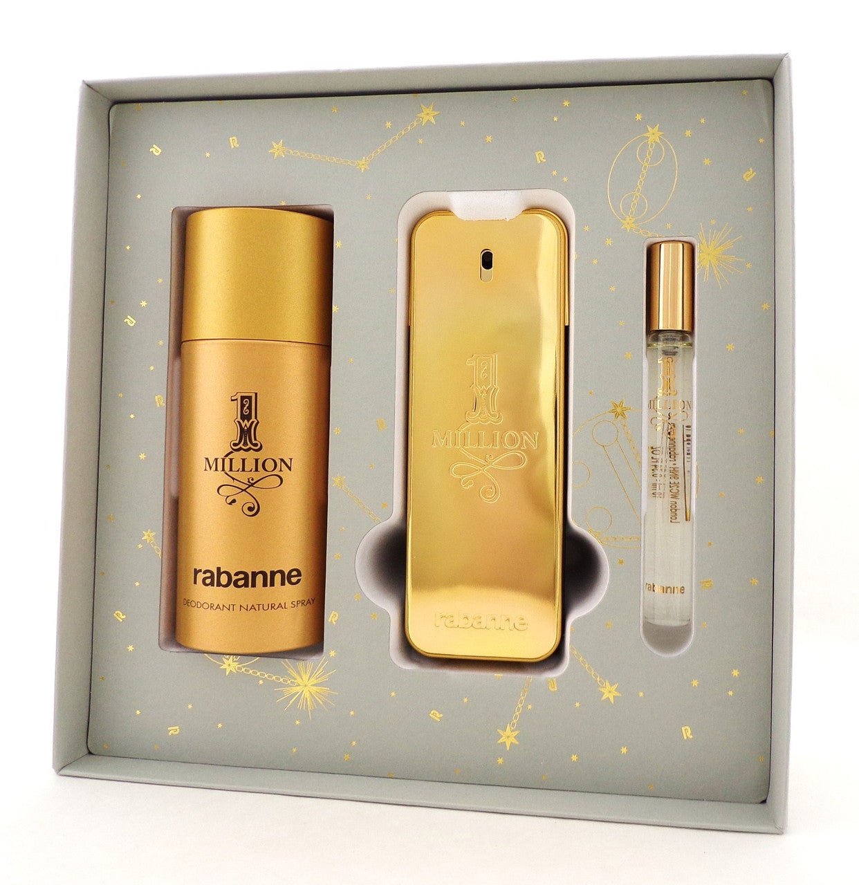 1 Million by Paco Rabanne 3 Pcs Set for Men 3.4 & 0.34 EDT Spray + 5.1 Deo Spray