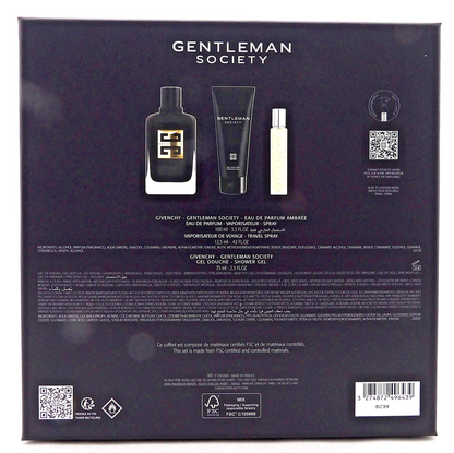 Givenchy Gentleman Society AMBREE 3.3oz & 12.5ml EDP+ 2.5oz S/Gel. New Men's SET