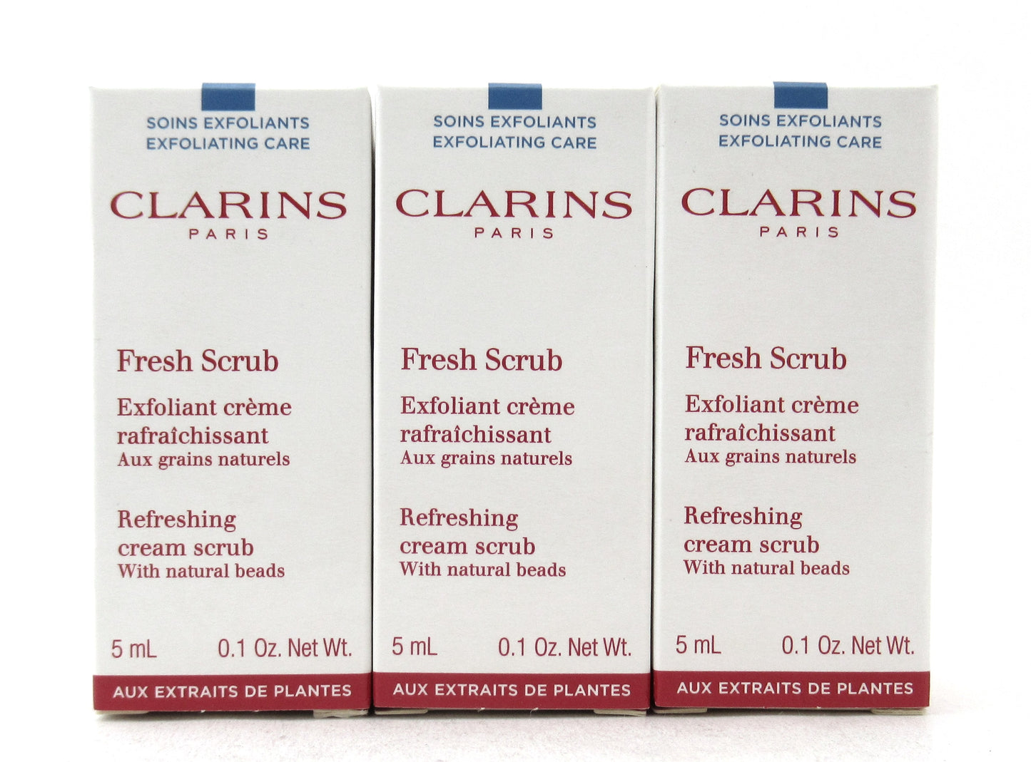 Clarins Fresh Scrub Refreshing Cream Scrub with Natural Beads 5 ml./ 0.1 oz. Lot of 6