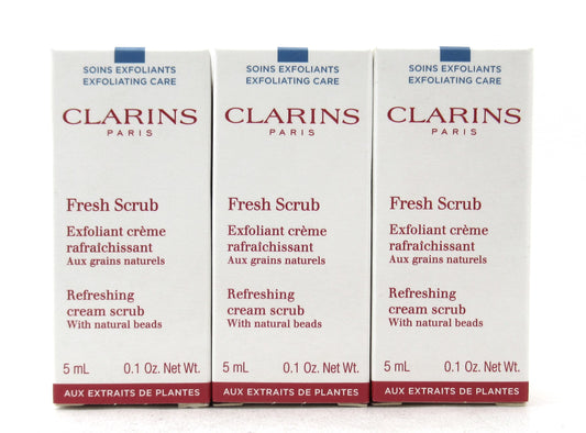 Clarins Fresh Scrub Refreshing Cream Scrub with Natural Beads 5 ml./ 0.1 oz. Lot of 6