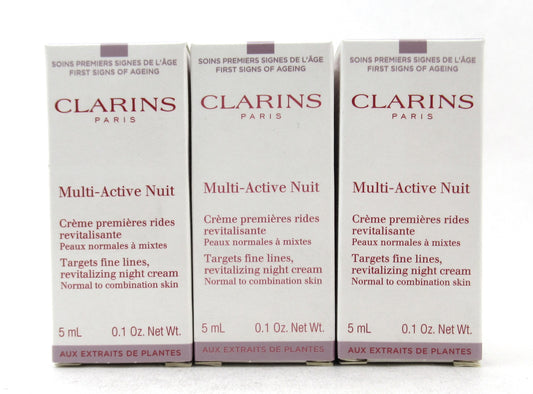 Clarins Multi-Active Nuit Night Cream Normal to Combination Skin 5 ml./0.1 oz. Sample Size Lot of 6 New