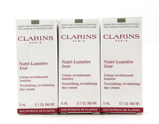 Clarins Nutri Lumiere Jour Day Cream 5 ml./ 0.1 oz. Sample Lot of 6 New