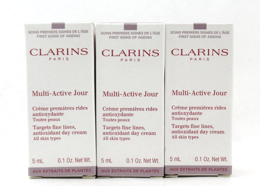 Clarins Multi-Active Jour Day Cream All Skin Types 5 ml./ 0.1 oz. Sample Size Lot of 6 New