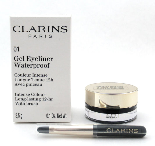 Clarins Gel Eyeliner Waterproof W/Brush # 01 Intense Black 3.5 g./ 0.1 oz. New Tester