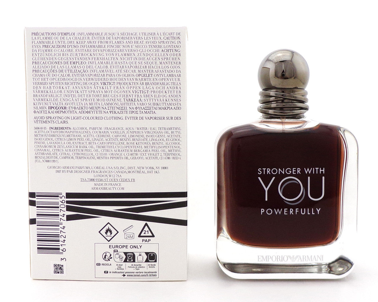 Emporio Armani Stronger With You POWERFULLY 3.3 oz. EDP Spray Men. New Tester w/Cap