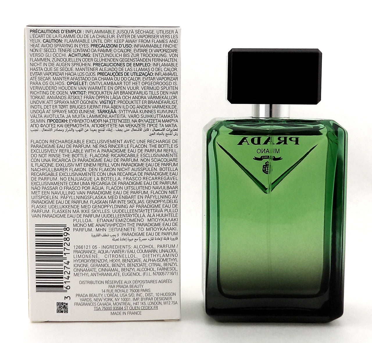 Prada PARADIGME 3.3 oz Eau de Parfum Refillable Spray for Men. New Tester w/Cap