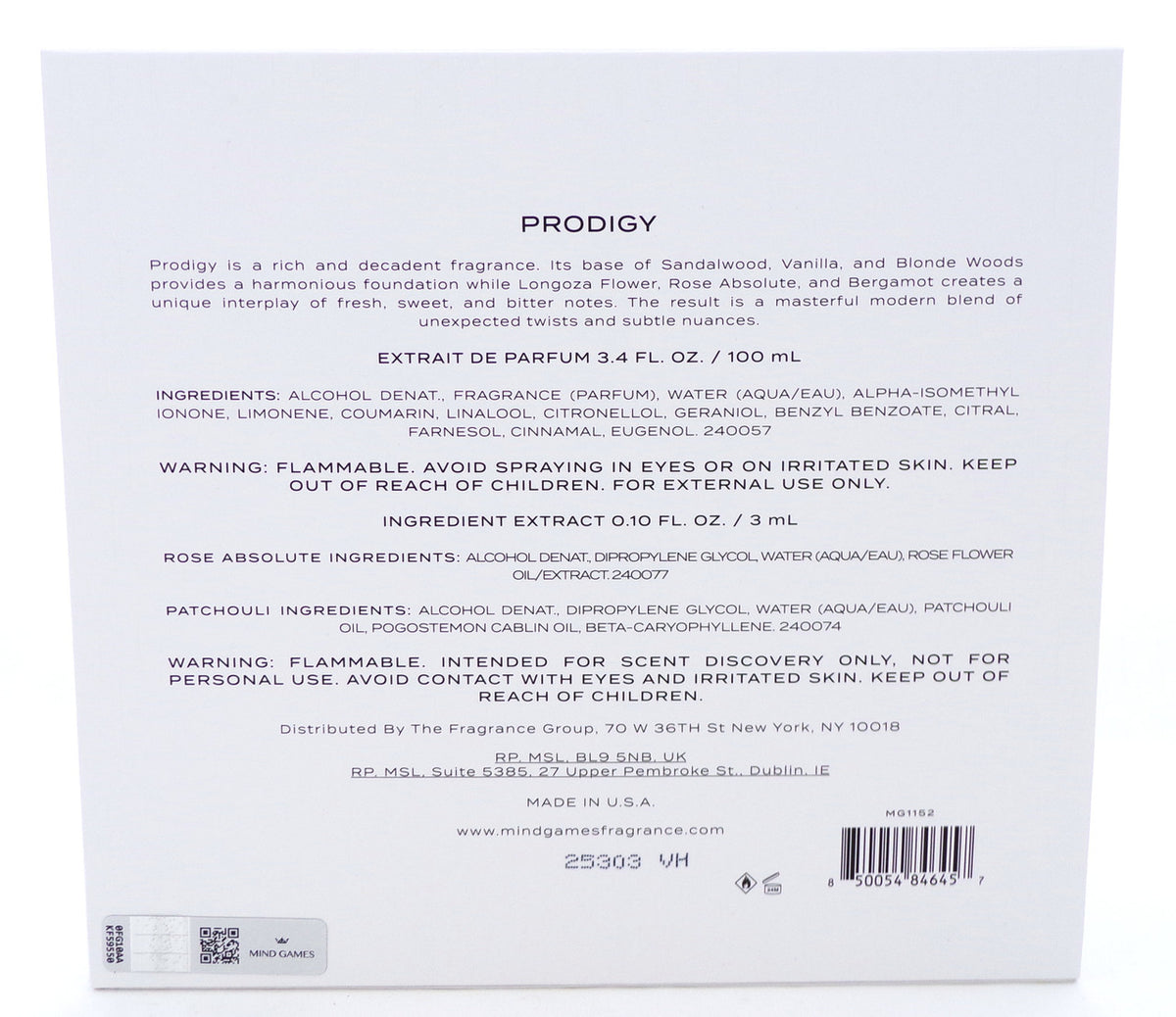 PRODIGY by Mind Games 3.4 oz. Extrait de Parfum Spray. Brand New Set