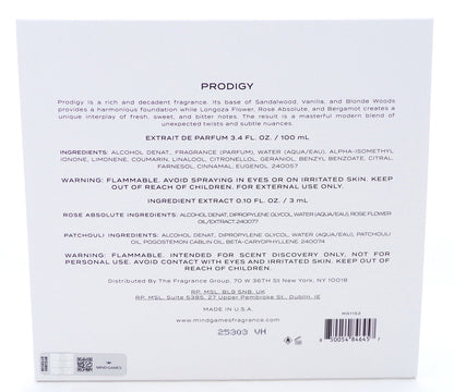 PRODIGY by Mind Games 3.4 oz. Extrait de Parfum Spray. Brand New Set