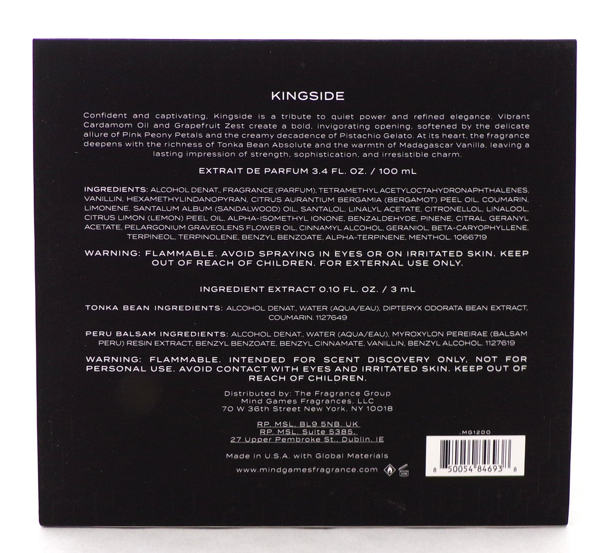 KINGSIDE by Mind Games 3.4 oz. Extrait de Parfum Spray Unisex. Brand New Set