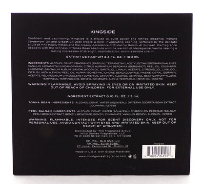 KINGSIDE by Mind Games 3.4 oz. Extrait de Parfum Spray Unisex. Brand New Set