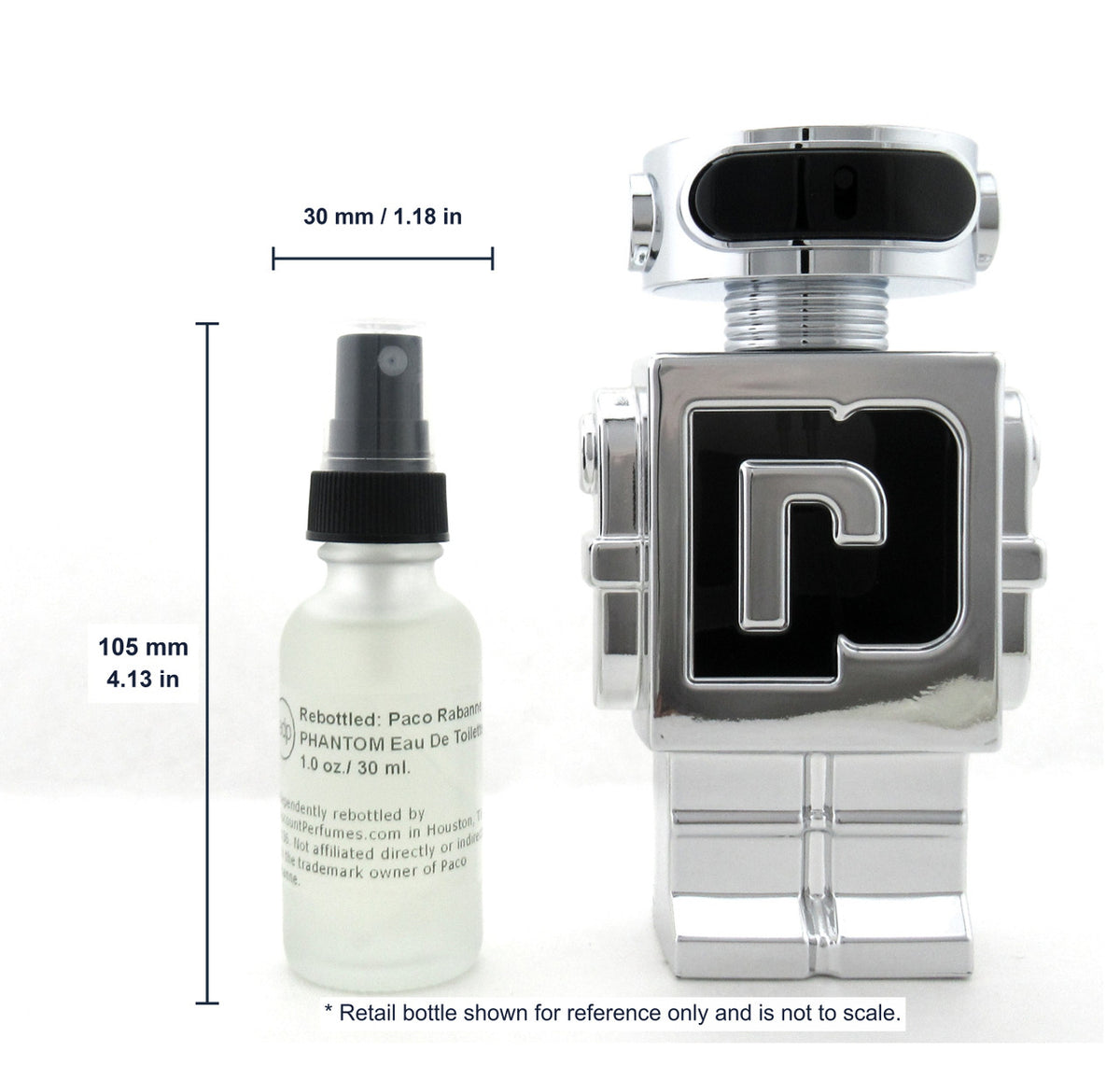 Rebottled: Paco Rabanne PHANTOM Eau De Toilette Refillable Spray 1.0 oz./ 30 ml. NO BOX Glass Bottle