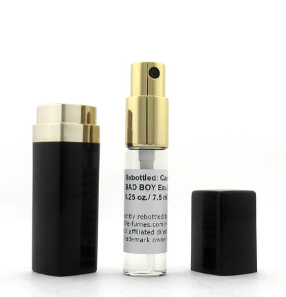 Rebottled: BAD BOY by Carolina Herrera Eau De Toilette Refillable Spray 0.25 oz./ 7.5 ml.