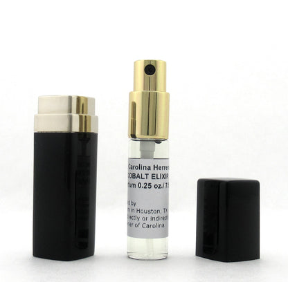 Rebottled: BAD BOY COBALT ELIXIR by Carolina Herrera Eau De Parfum Refillable Spray 0.25 oz./ 7.5 ml.
