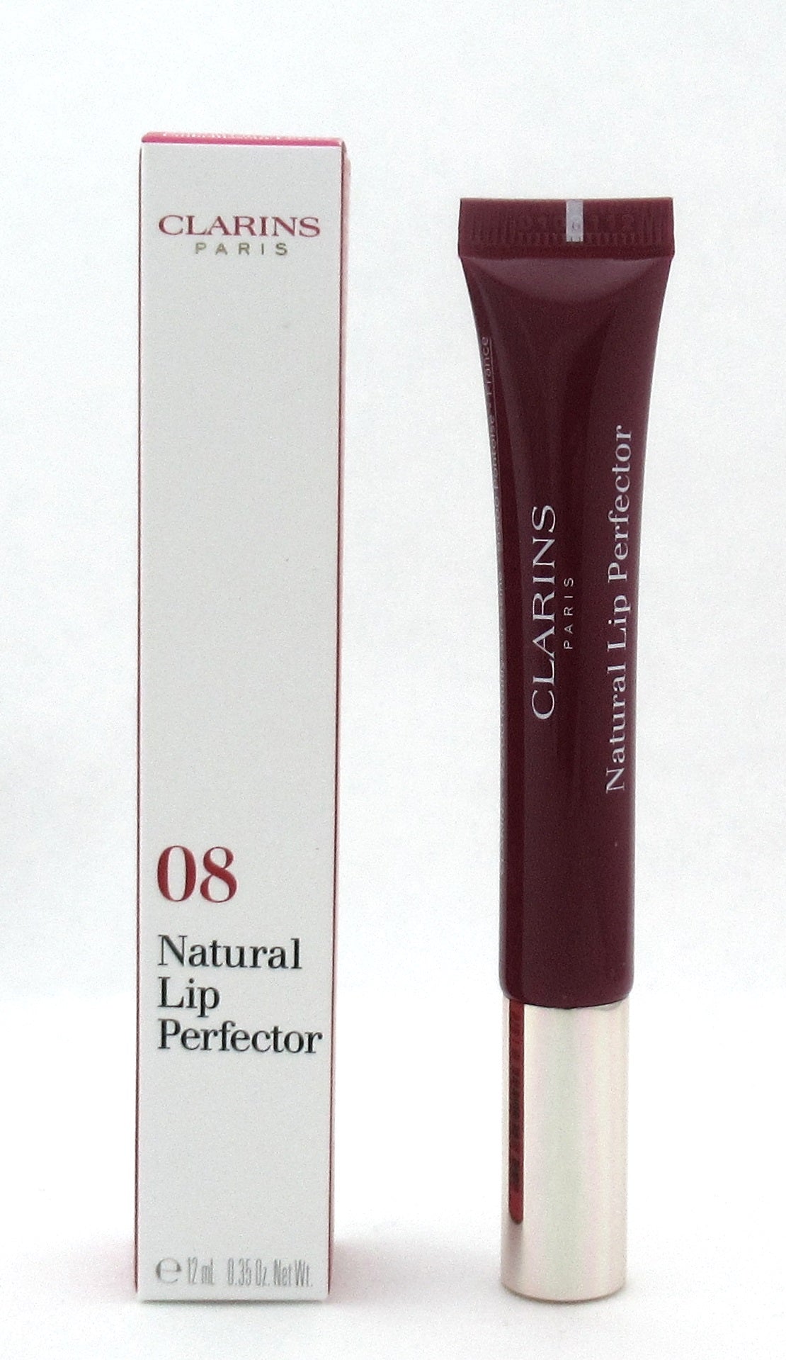 Clarins Natural Lip Perfector 08 Plum Shimmer Full Size 12 ml./ 0.35 oz. New