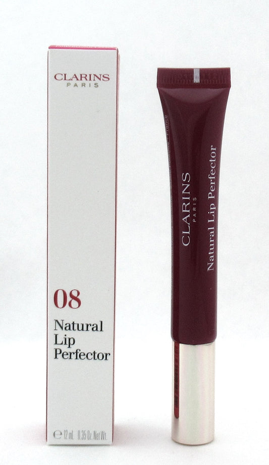 Clarins Natural Lip Perfector 08 Plum Shimmer Full Size 12 ml./ 0.35 oz. New