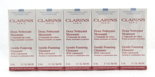 Clarins Gentle Foaming Cleanser with Cottonseed 5 ml. Travel Size LOT of 10