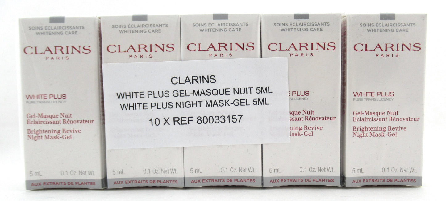 Clarins White Plus Brightening Revive Night Mask Gel 5 ml./0.1 oz. Lot of 10 New