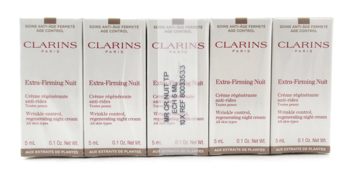 Clarins Extra Firming Night Cream All Skin Types 5 ml./ 0.1 oz. Travel Mini Lot of 10 New