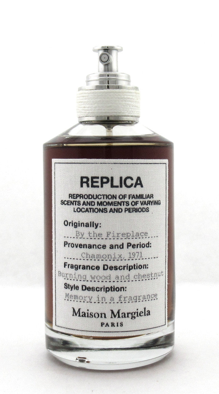 REPLICA By the Fireplace by Maison Margiela 3.4 oz. Eau de Toilette Refillable Spray Unisex No BOX Lower Fragrance Level Darker Color of the Liquid