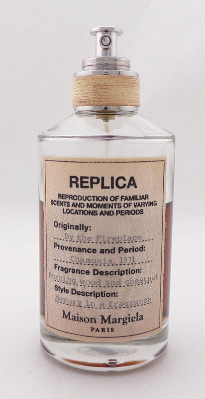 REPLICA By the Fireplace by Maison Margiela 3.4 oz. Eau de Toilette Refillable Spray Unisex No BOX Lower Fragrance Level, Stained Label