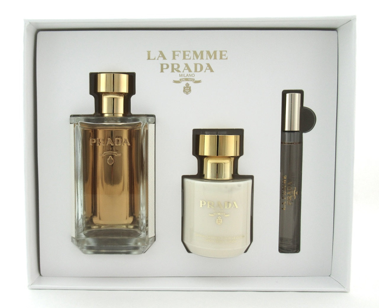 Prada La Femme Perfume 3.4 oz EDP+3.4 oz Lotion+0.34 oz Roller New Set for Women